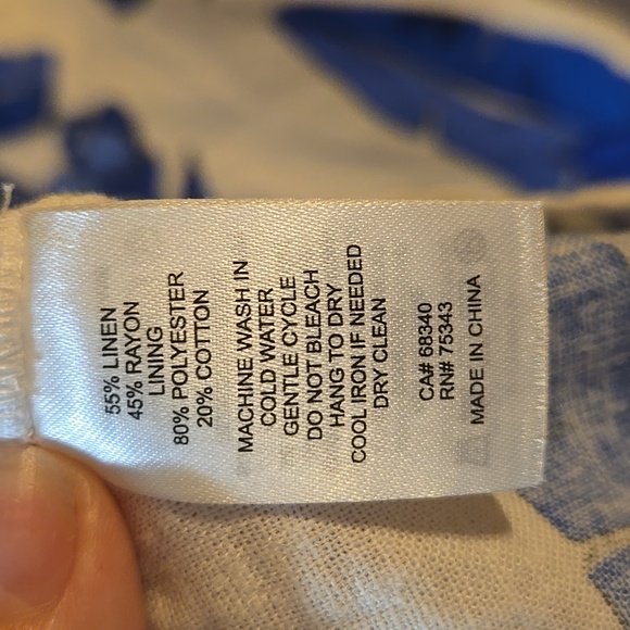 Calypso XL Blue Floral Sleeveless Dress Vacation Beach Cruise Linen Cotton Blend - Picture 11 of 12